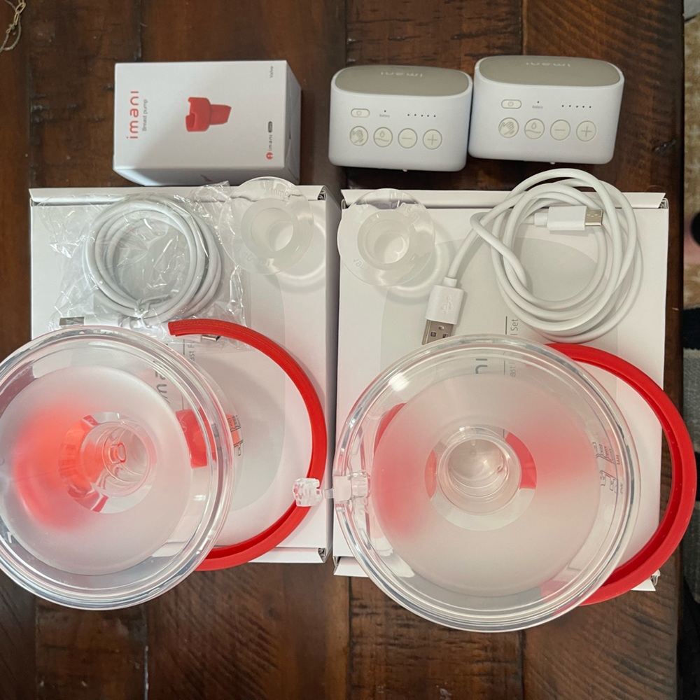 Imani 2 Wearable Breast Pumps with 19 and 25 Inserts WITH Accessories LIKE NEW